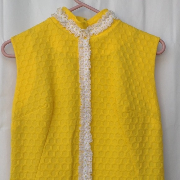 Vintage Yellow Honeycomb Sleeveless Maxi Dress Small - Picture 3 of 7